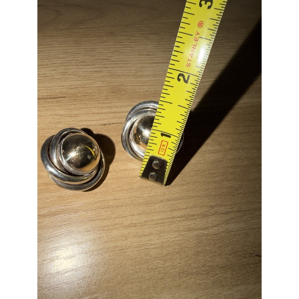 STERLING SILVER ISRAELI ELECTROFORM LOVE KNOT W/GOLD BALL CLIP/PIERCED EARRINGS - Picture 5 of 5